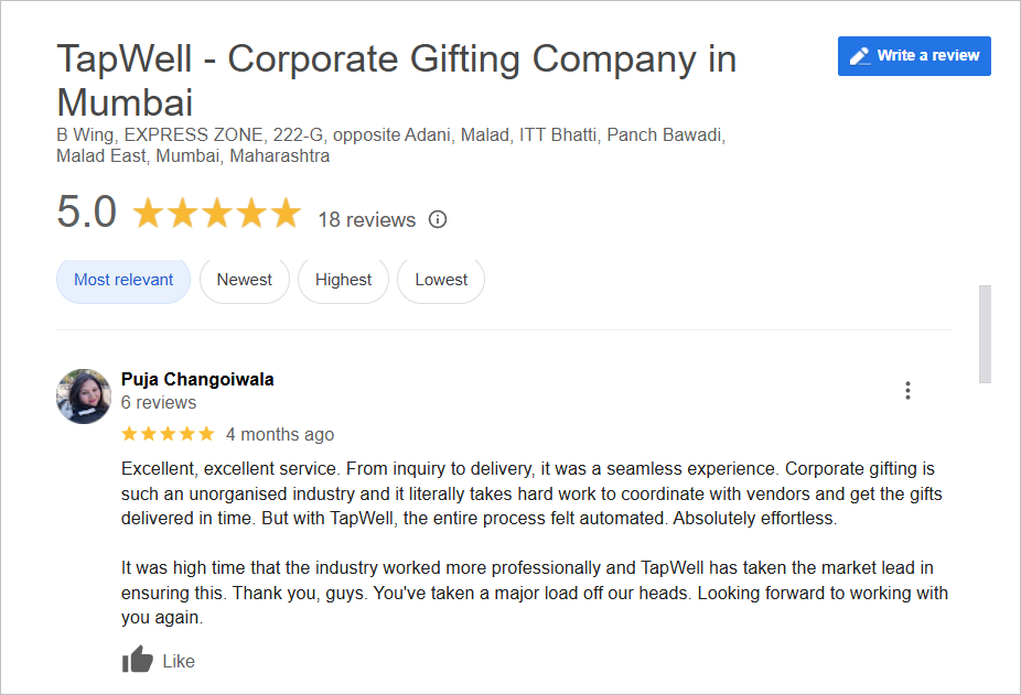 TapWell Customer Reviews